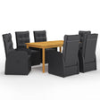 7 Piece Garden Dining Set With Cushions Poly Rattan