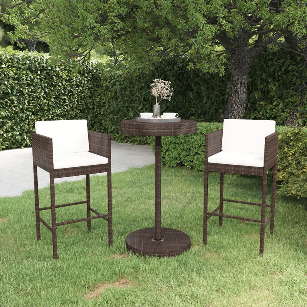 5 Piece Garden Bar Set With Cushions Poly Rattan