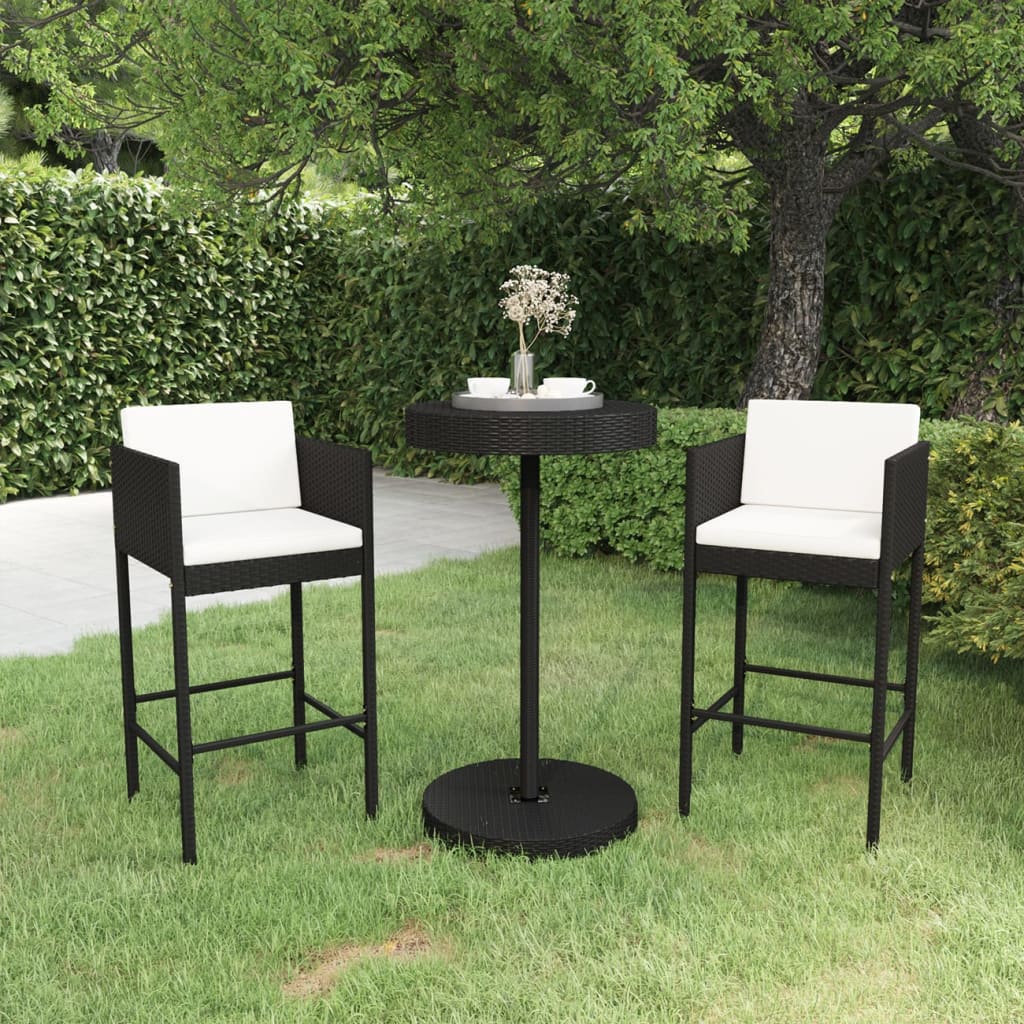 5 Piece Garden Bar Set With Cushions Poly Rattan