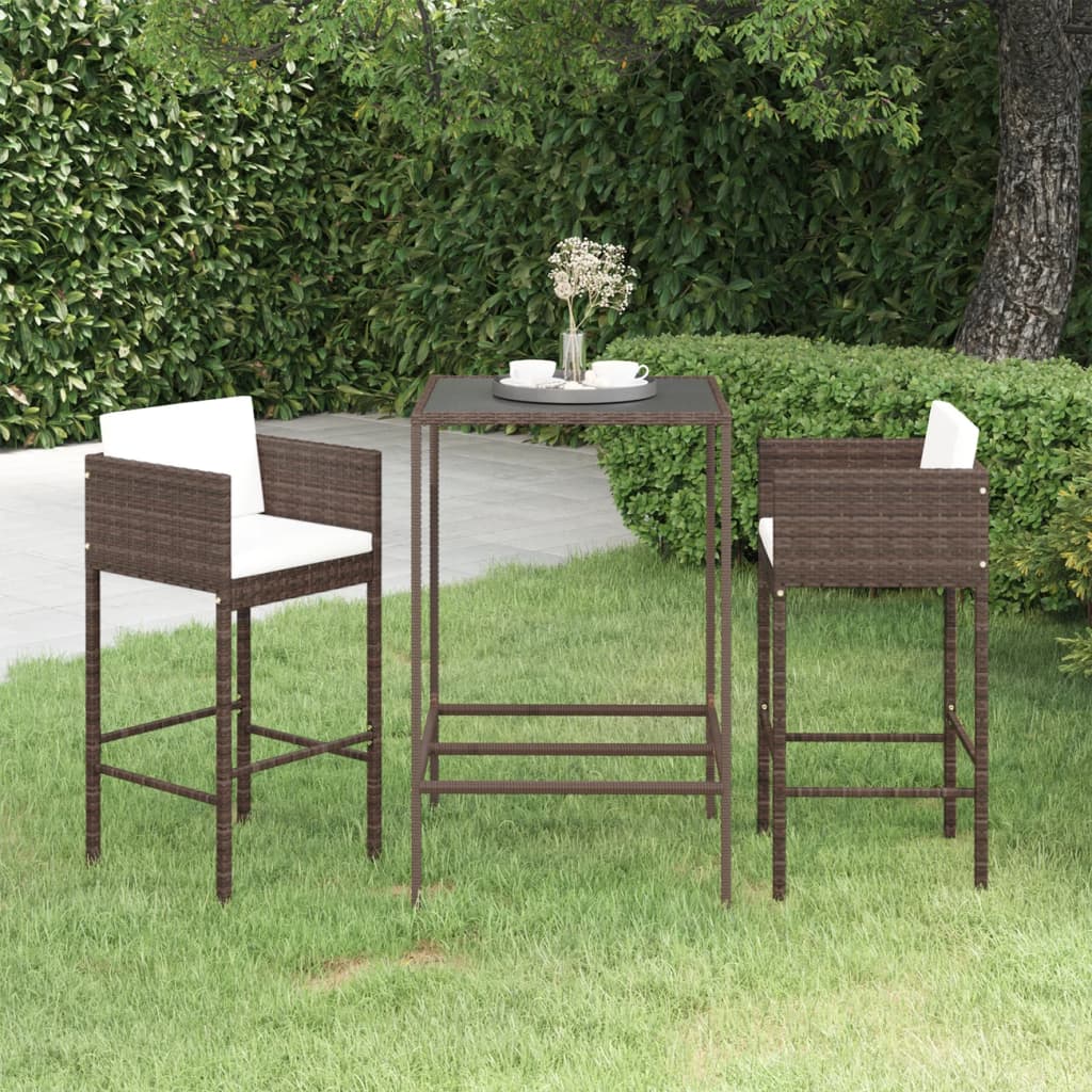 5 Piece Garden Bar Set With Cushions Poly Rattan