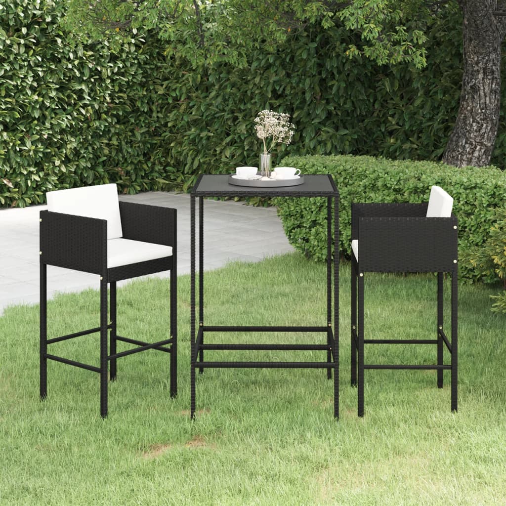 5 Piece Garden Bar Set With Cushions Poly Rattan