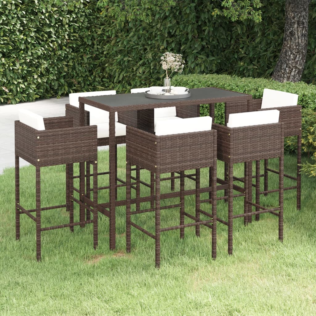 5 Piece Garden Bar Set With Cushions Poly Rattan