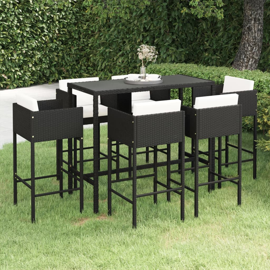 5 Piece Garden Bar Set With Cushions Poly Rattan