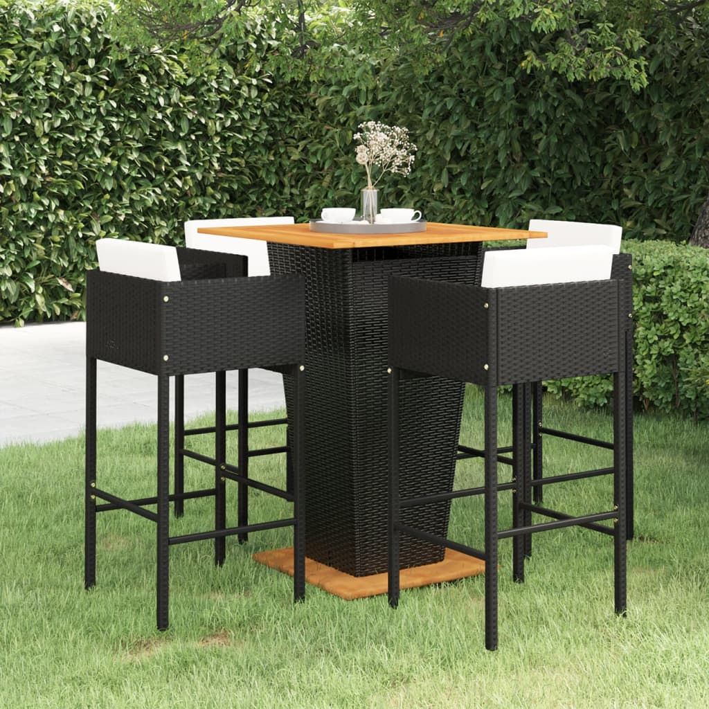 3 Piece Garden Bar Set With Cushions Poly Rattan
