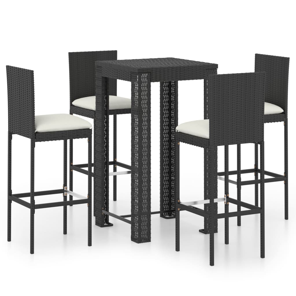 3 Piece Garden Bar Set With Cushions Poly Rattan