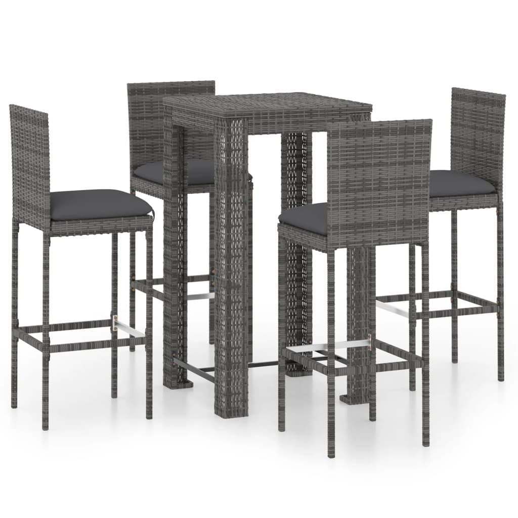 3 Piece Garden Bar Set With Cushions Poly Rattan