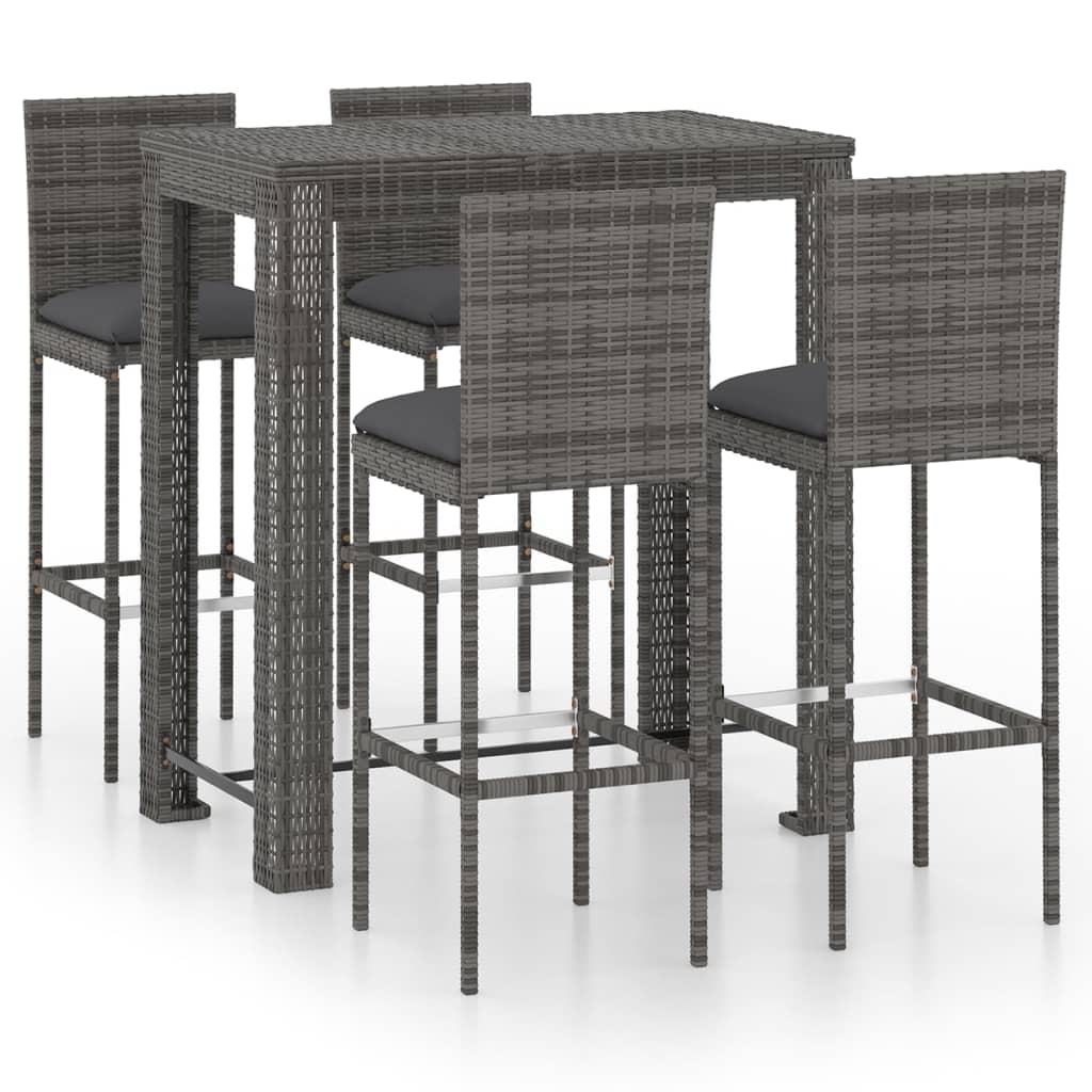 3 Piece Garden Bar Set With Cushions Poly Rattan