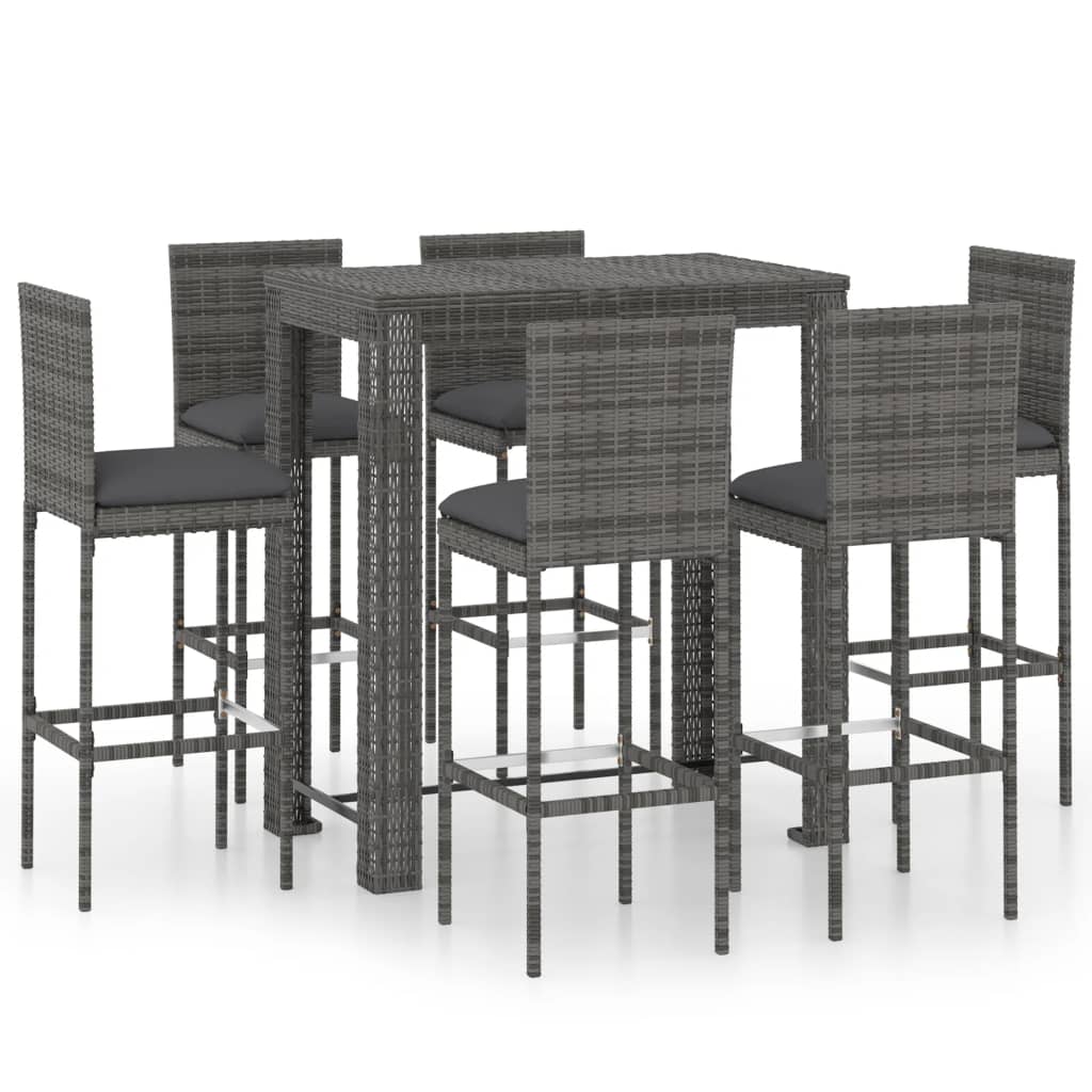 3 Piece Garden Bar Set With Cushions Poly Rattan