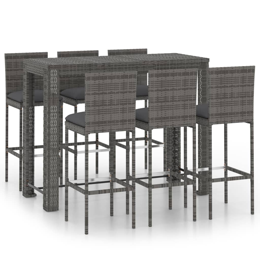 3 Piece Garden Bar Set With Cushions Poly Rattan