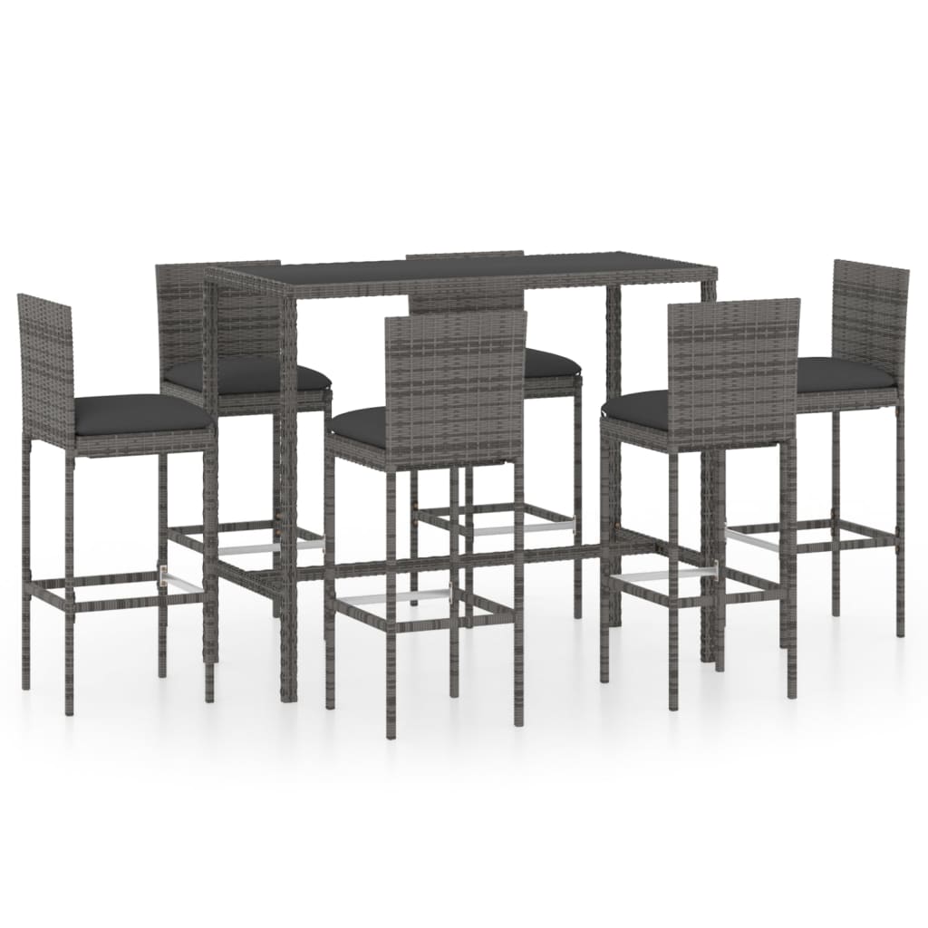 5 Piece Garden Bar Set With Cushions Poly Rattan