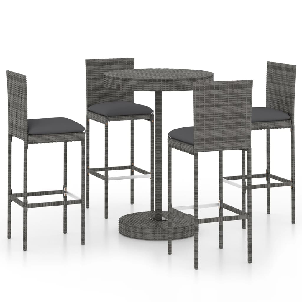 3 Piece Garden Bar Set With Cushions Poly Rattan