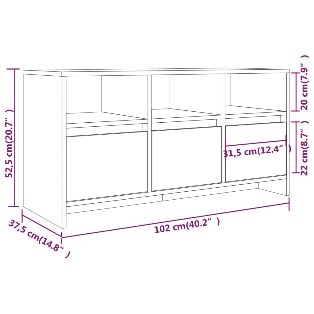 Tv Cabinet 102X37.5X52.5 Cm Engineered Wood