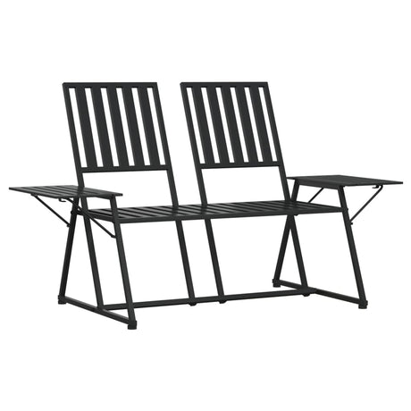 2-Seater Garden Bench 165 Cm Black Steel