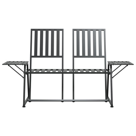 2-Seater Garden Bench 165 Cm Black Steel