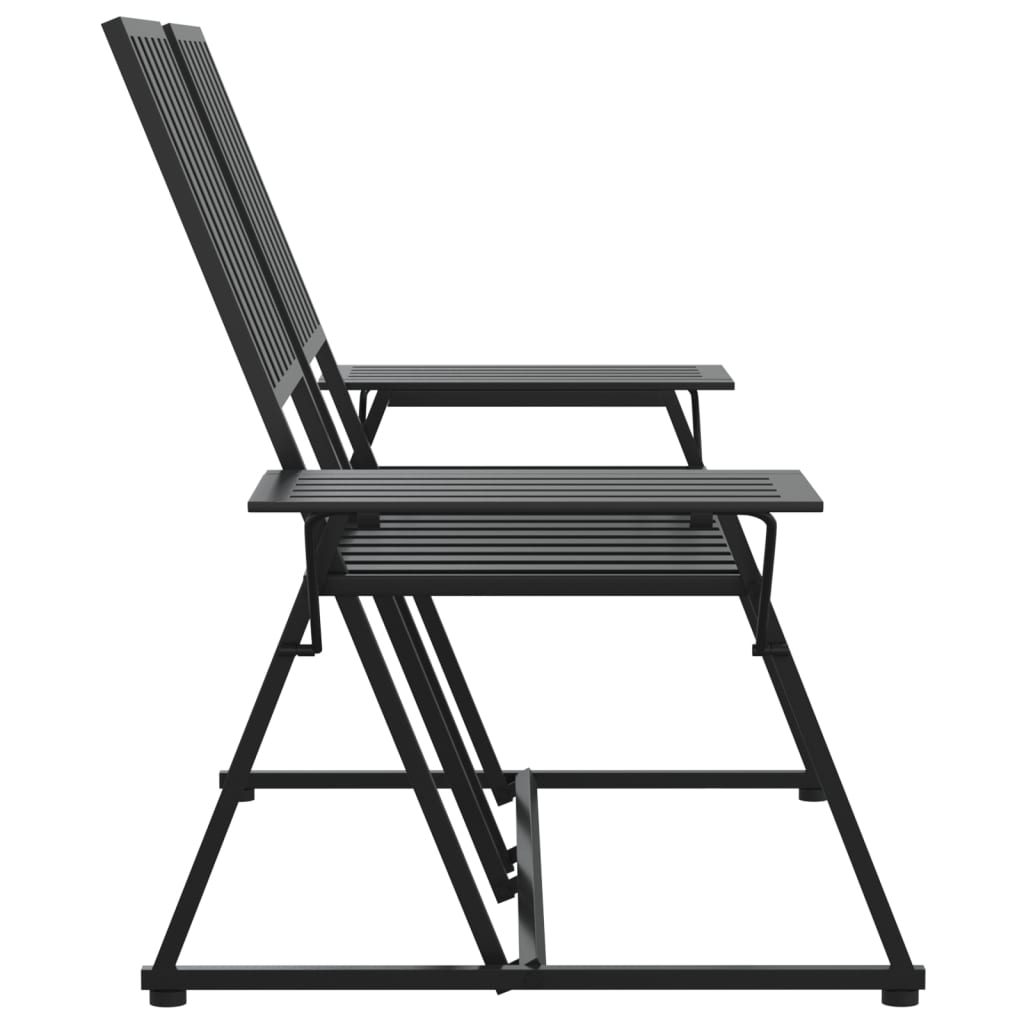 2-Seater Garden Bench 165 Cm Black Steel