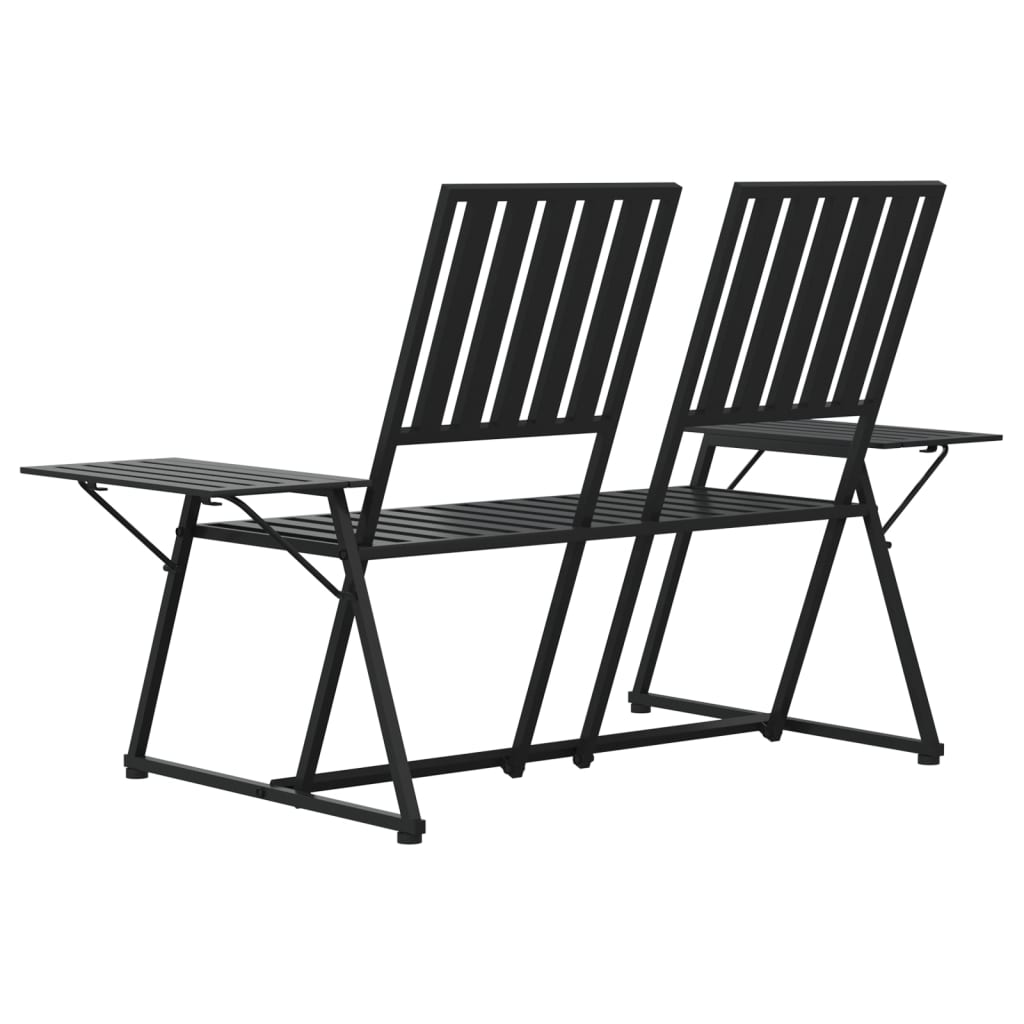 2-Seater Garden Bench 165 Cm Black Steel