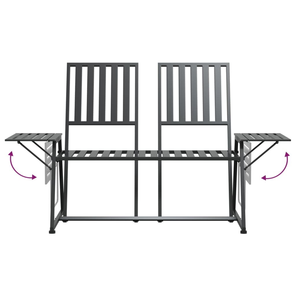 2-Seater Garden Bench 165 Cm Black Steel