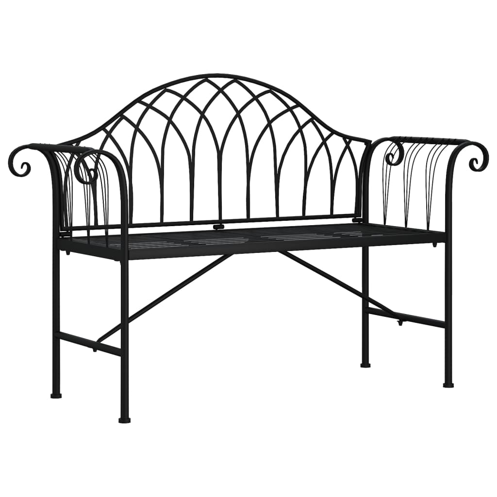 2-Seater Garden Bench 128 Cm Black Steel