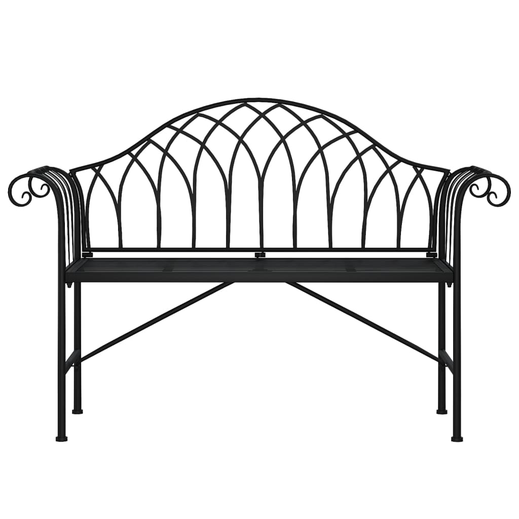2-Seater Garden Bench 128 Cm Black Steel