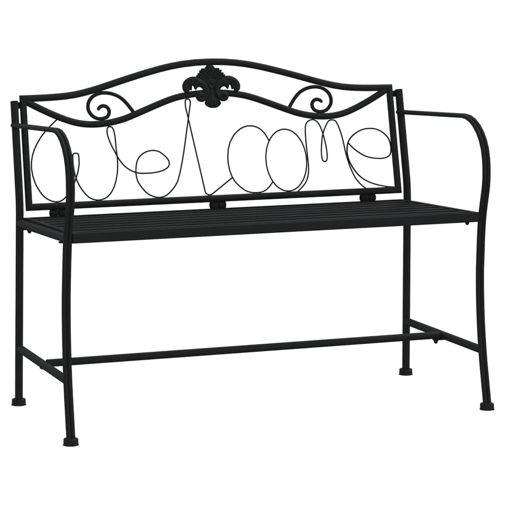 2-Seater Garden Bench 104 Cm Black Steel
