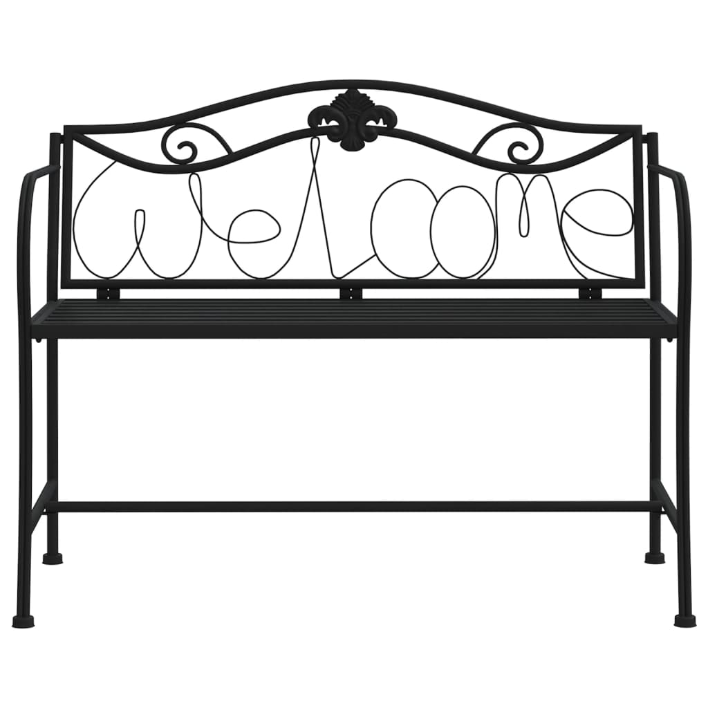 2-Seater Garden Bench 104 Cm Black Steel