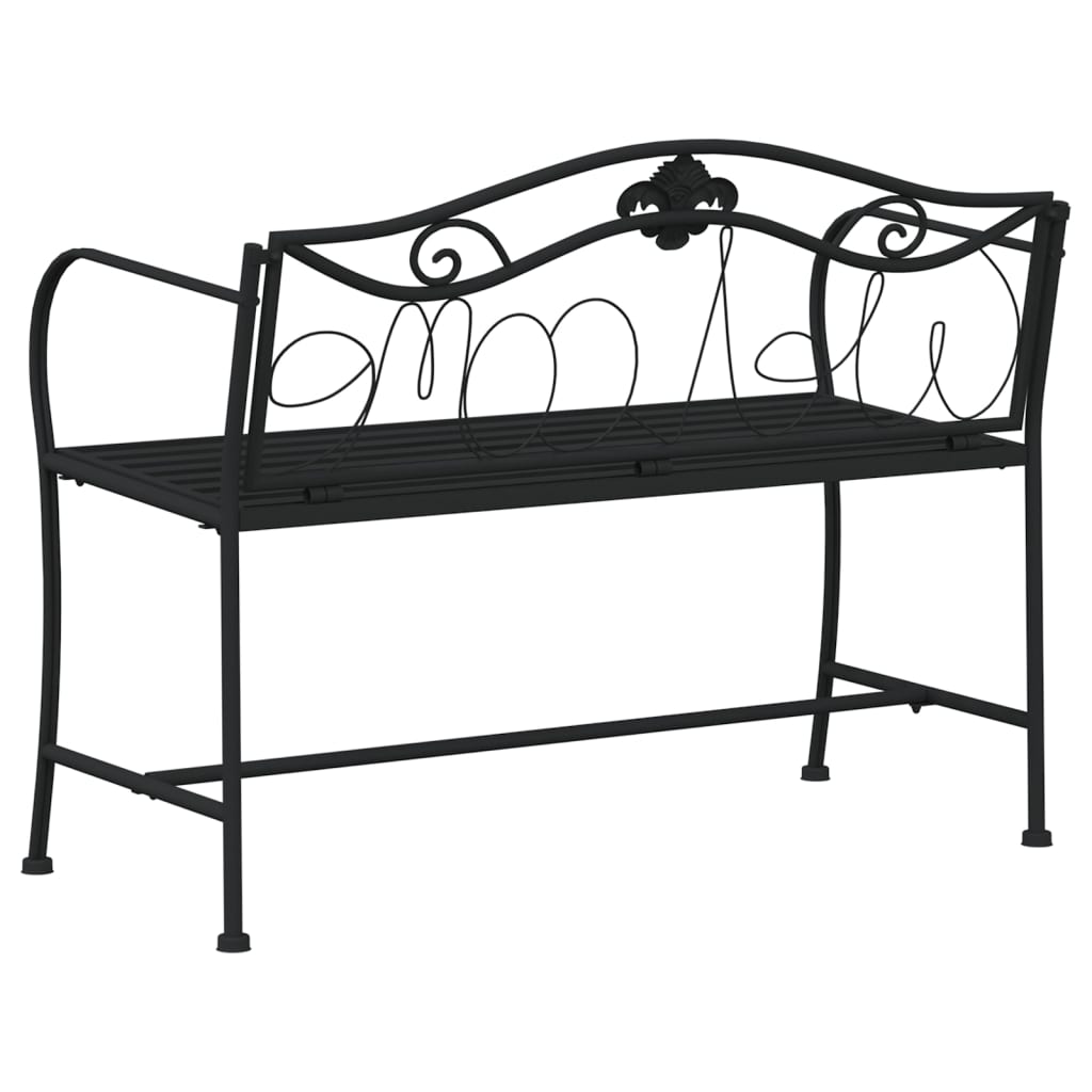 2-Seater Garden Bench 104 Cm Black Steel