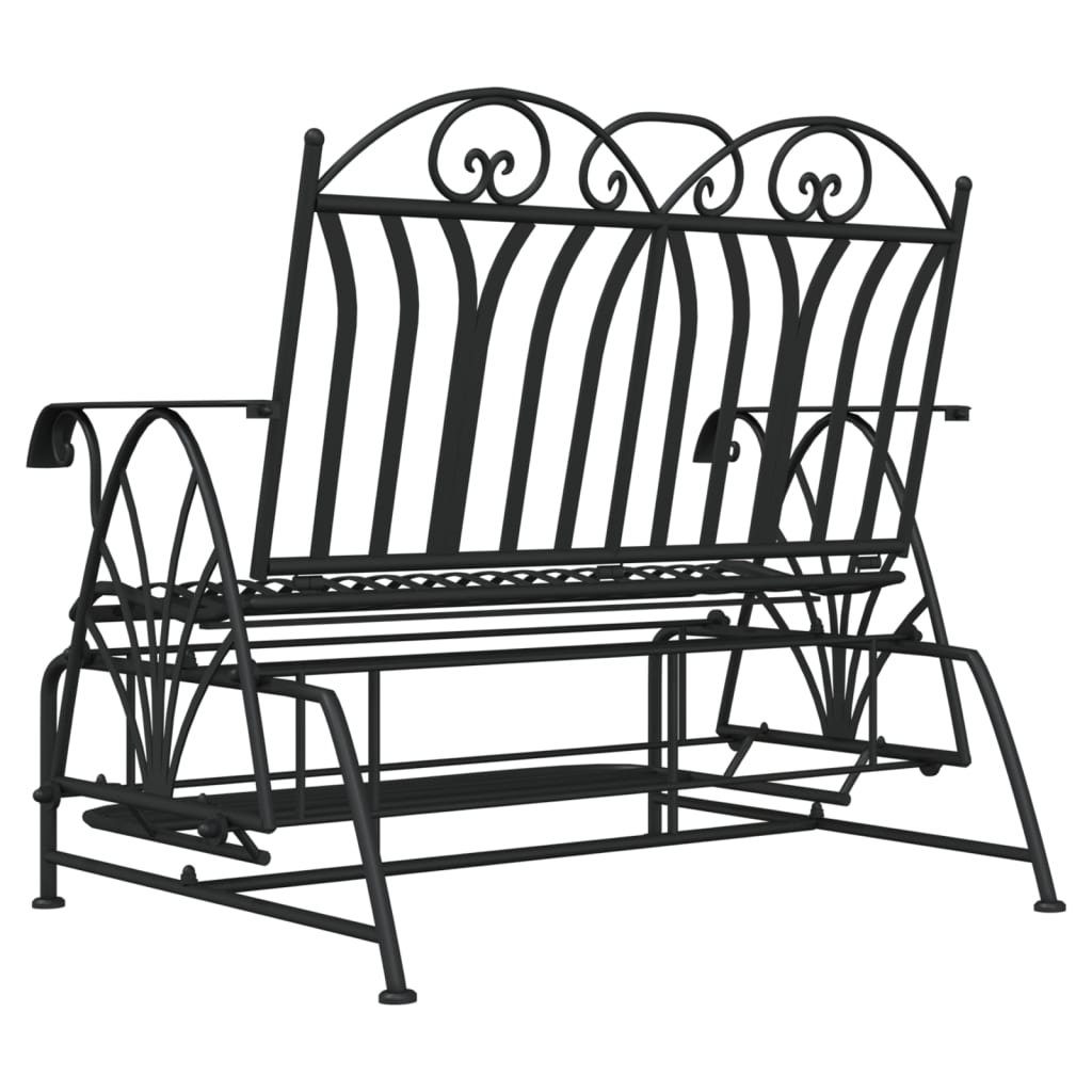 2-Seater Glider Bench 114 Cm Black Steel