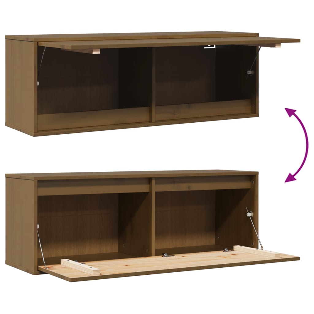 Wall Cabinet 100X30X35 Cm Solid Wood Pine