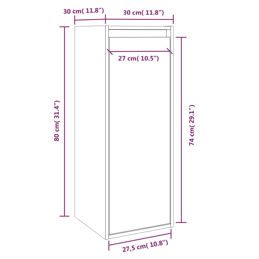 Wall Cabinet 30X30X80 Cm Solid Wood Pine