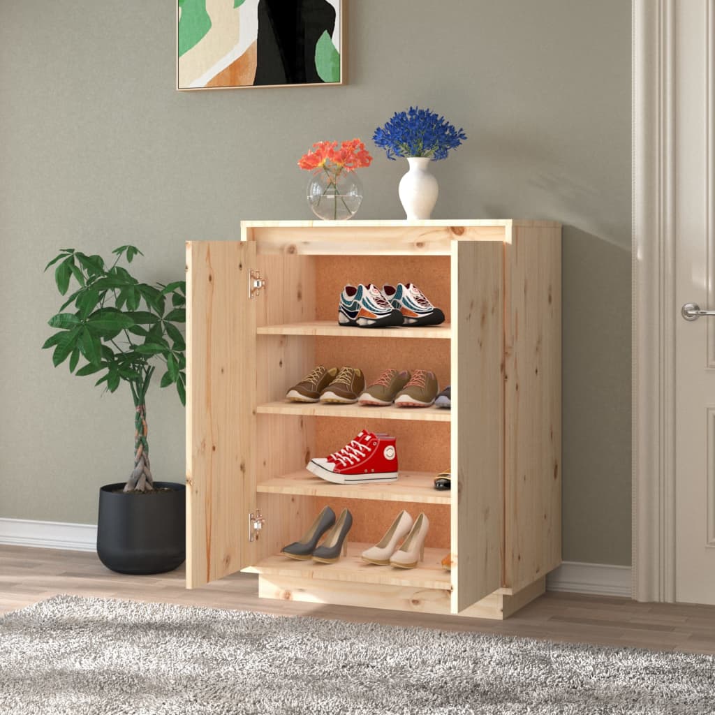 Shoe Cabinet 60X35X80 Cm Solid Wood Pine