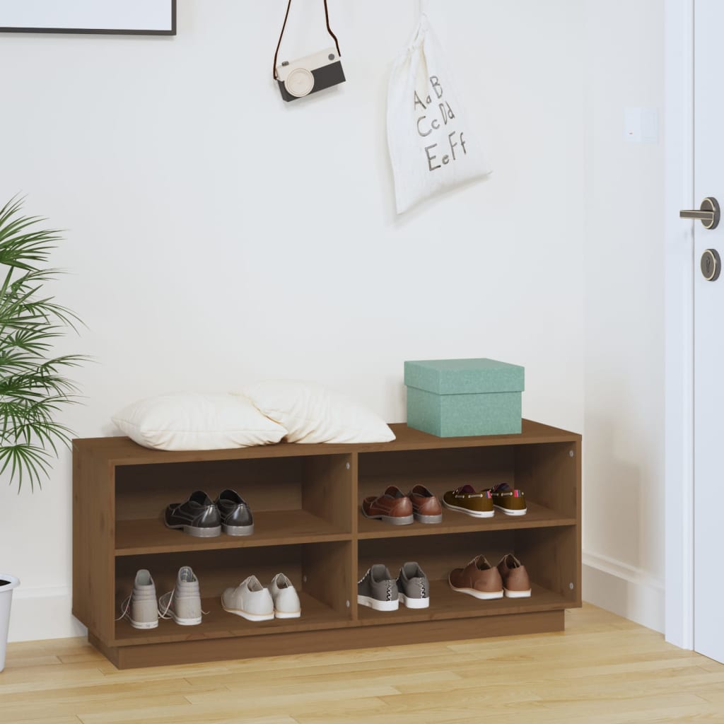 Shoe Cabinet 110X34X45 Cm Solid Wood Pine