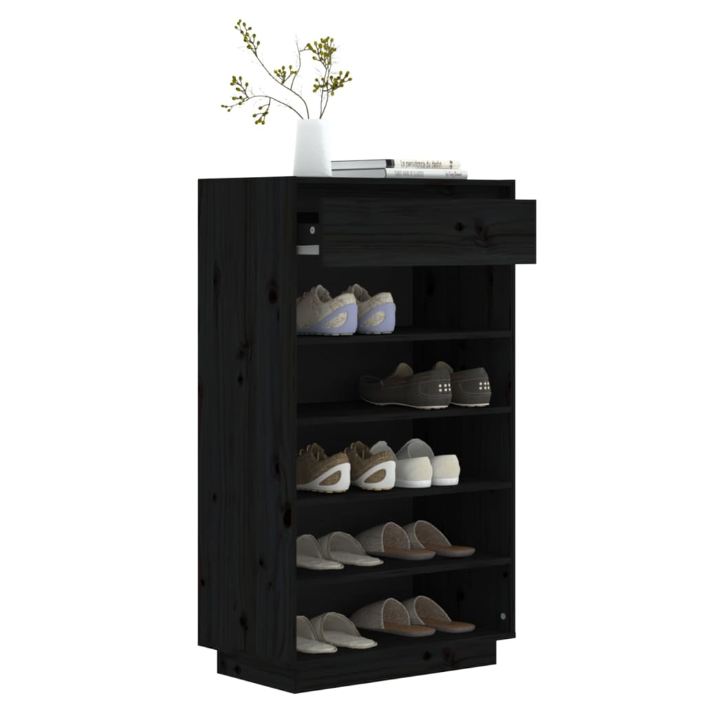 Shoe Cabinet 60X34X105 Cm Solid Wood Pine