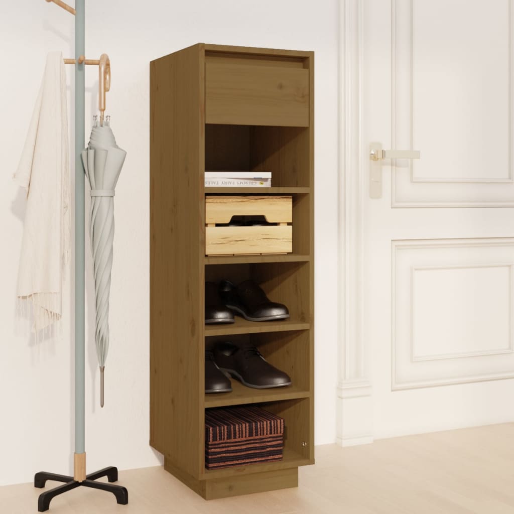 Shoe Cabinet 30X34X105 Cm Solid Wood Pine