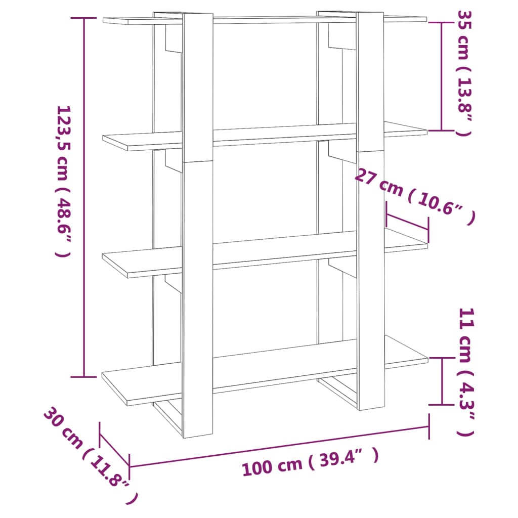 Book Cabinet/Room Divider 100X30X123.5 Cm