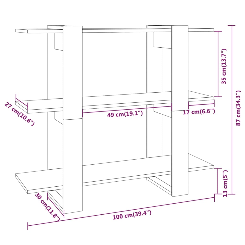Book Cabinet/Room Divider 100X30X87 Cm
