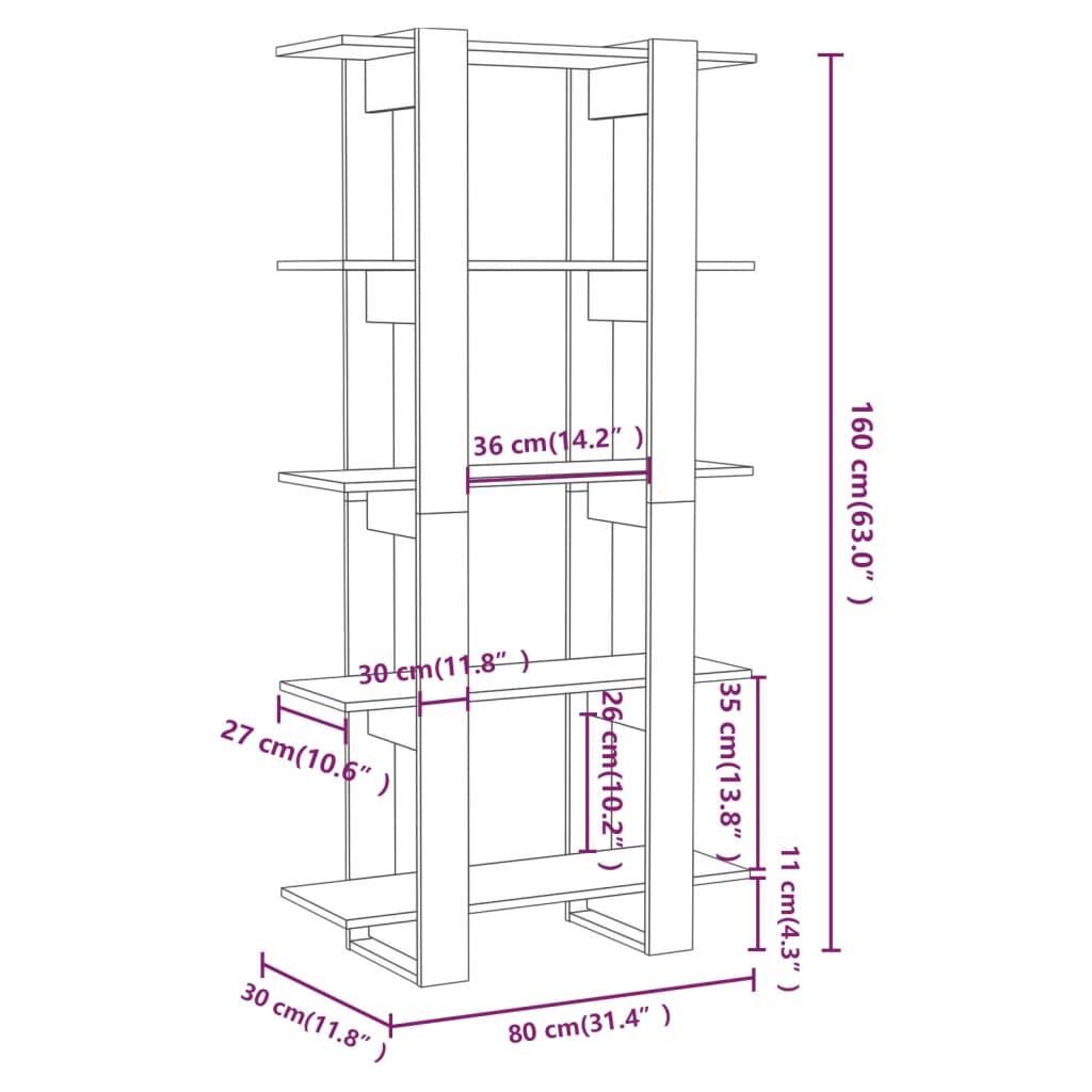 Book Cabinet/Room Divider 80X30X160 Cm Engineered Wood