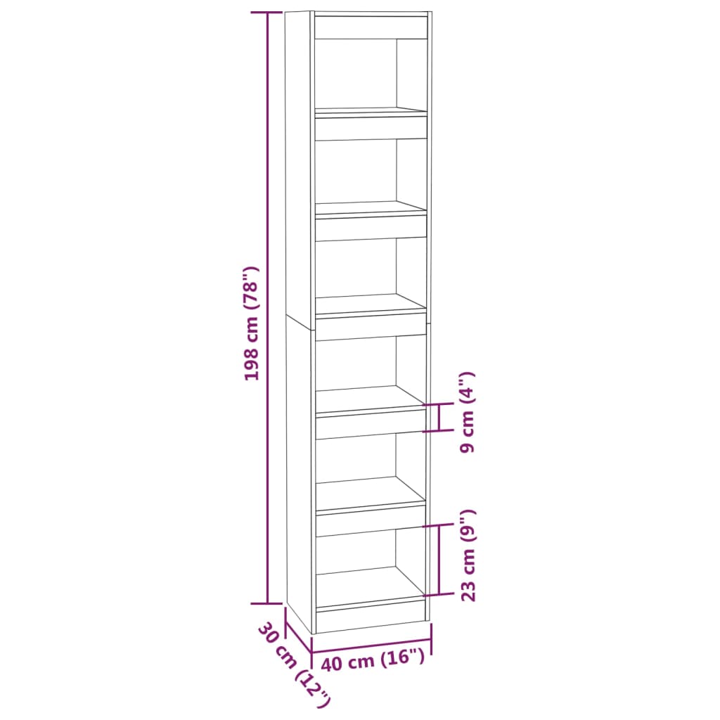 Book Cabinet/Room Divider 40X30X198 Cm