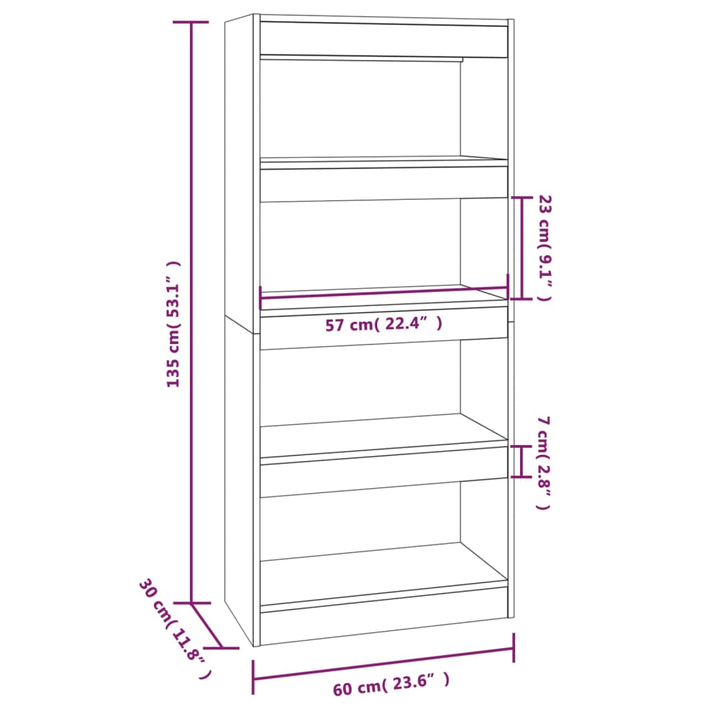 Book Cabinet/Room Divider 60X30X135 Cm Engineered Wood