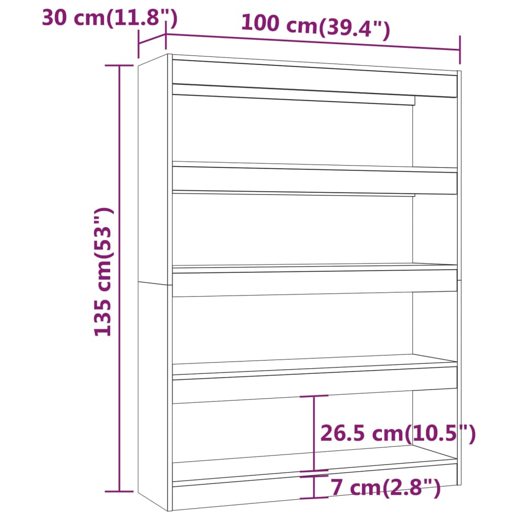 Book Cabinet/Room Divider 100X30X135 Cm