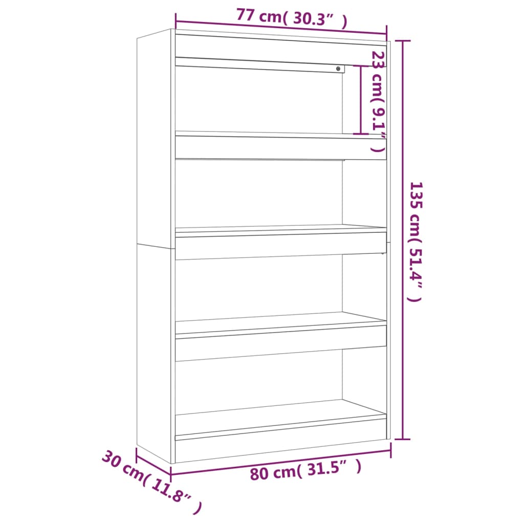 Book Cabinet/Room Divider 80X30X135 Cm Engineered Wood