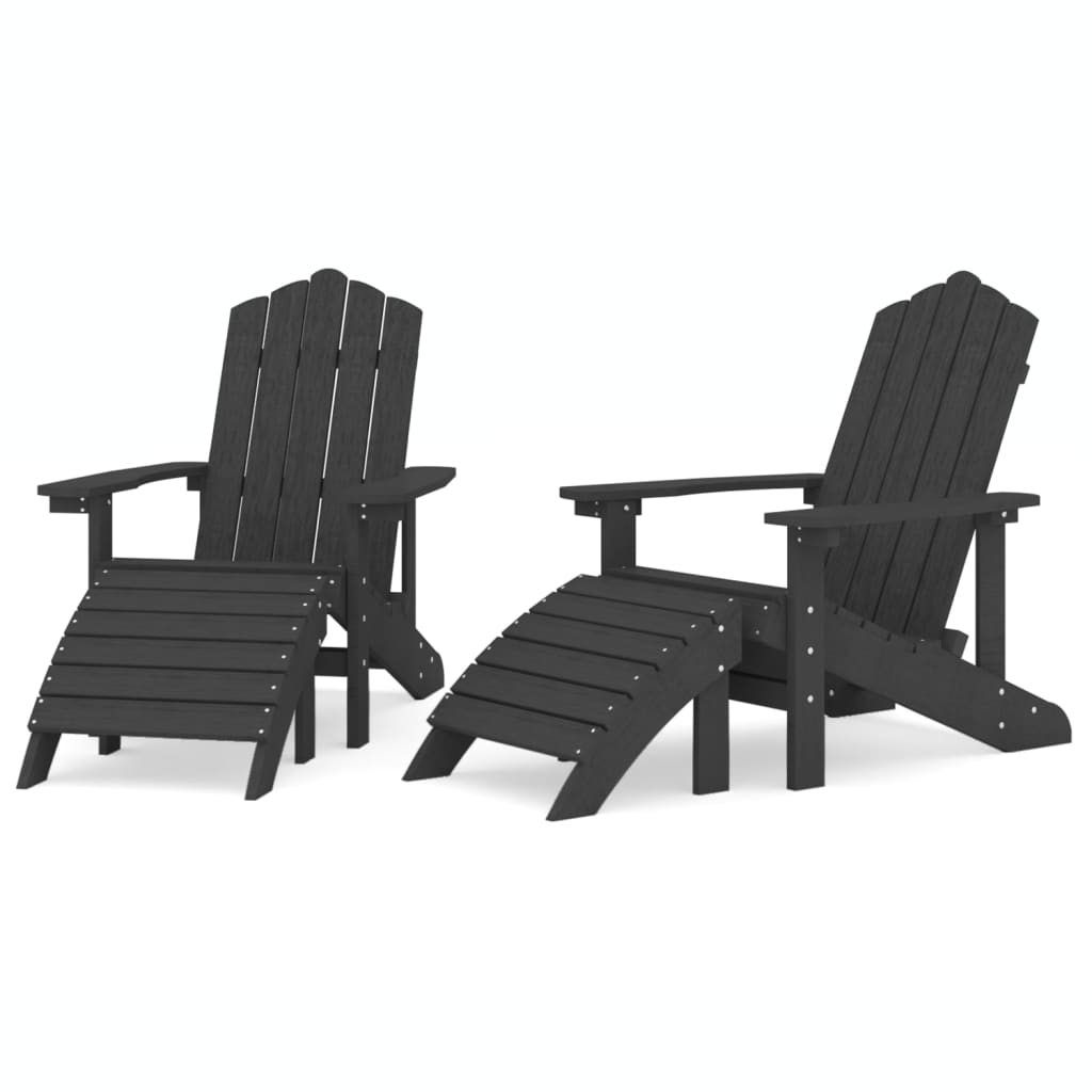 Garden Adirondack Chairs 2 Pcs With Footstools Hdpe