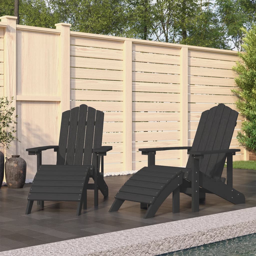 Garden Adirondack Chairs 2 Pcs With Footstools Hdpe