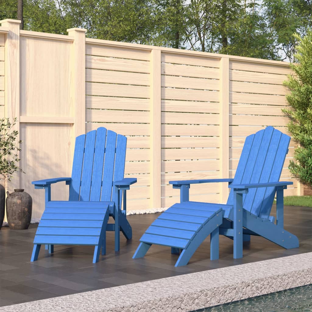 Garden Adirondack Chairs 2 Pcs With Footstools Hdpe