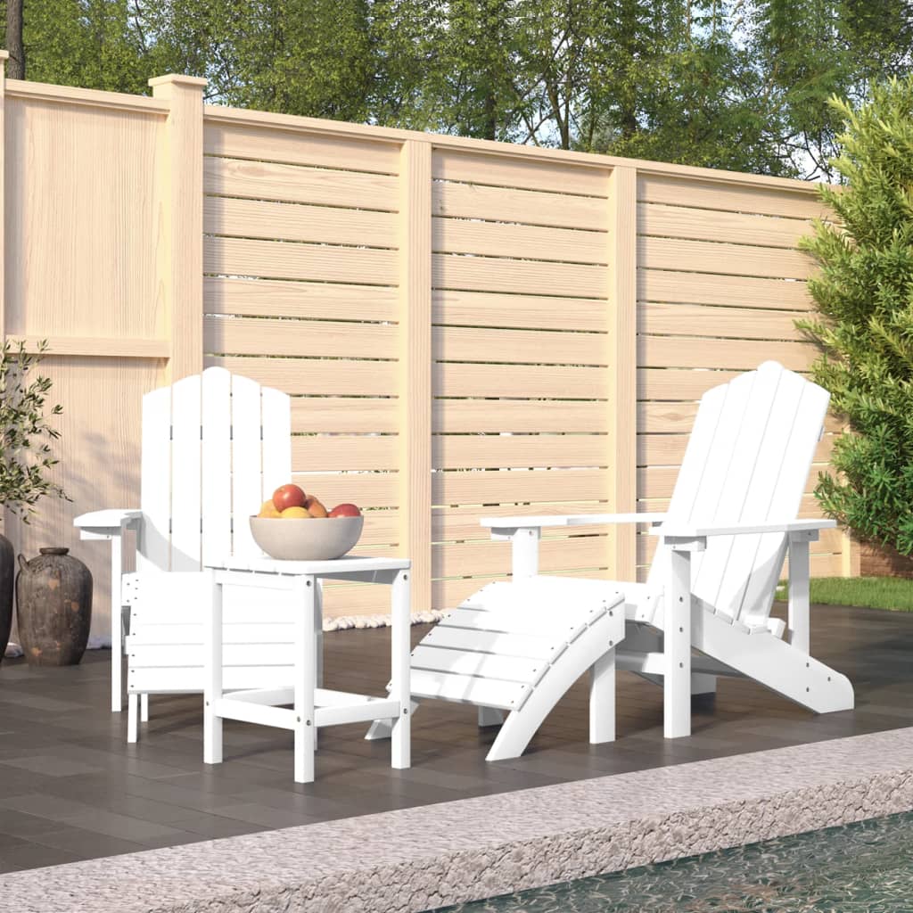 Garden Adirondack Chairs 2 Pcs With Footstools Hdpe