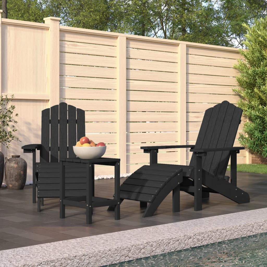 Garden Adirondack Chairs 2 Pcs With Footstools Hdpe