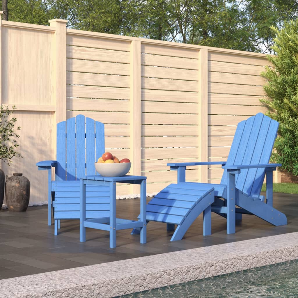 Garden Adirondack Chairs 2 Pcs With Footstools Hdpe