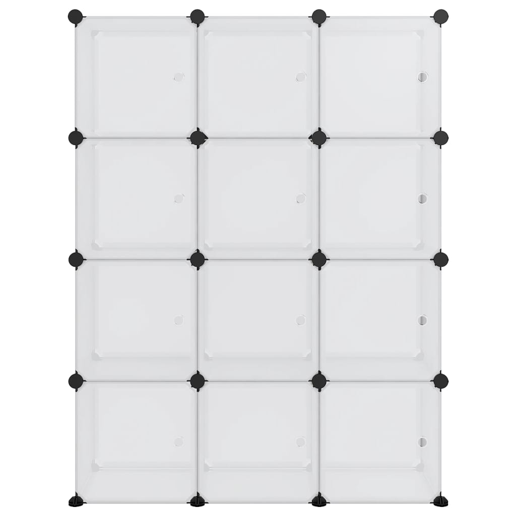 Storage Cube Organiser With 12 Cubes And Doors Transparent Pp