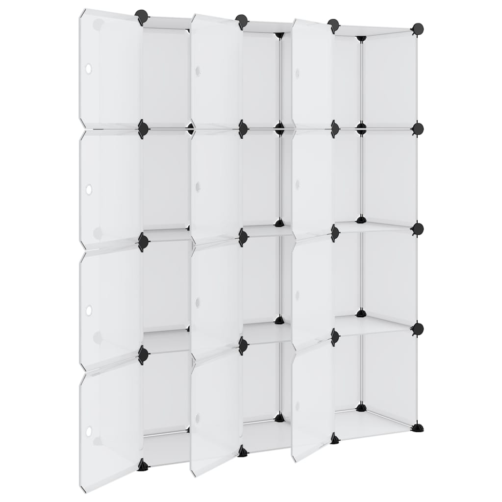 Storage Cube Organiser With 12 Cubes And Doors Transparent Pp