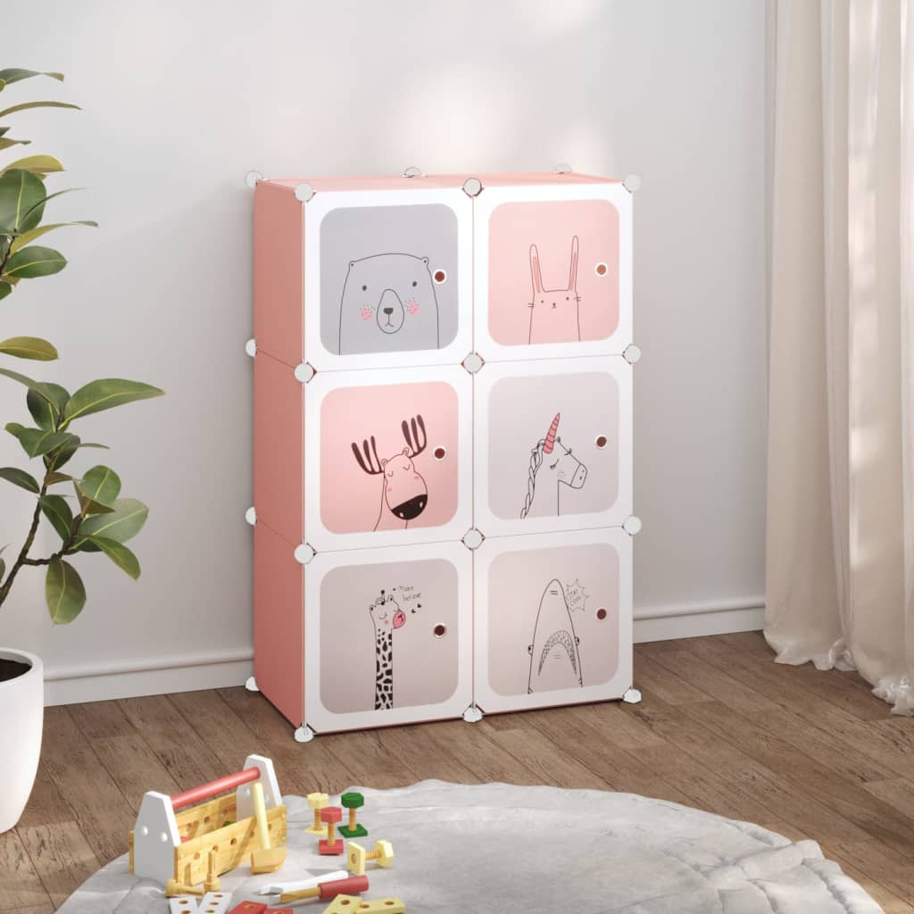 Cube Storage Cabinet For Kids With 6 Cubes Pp