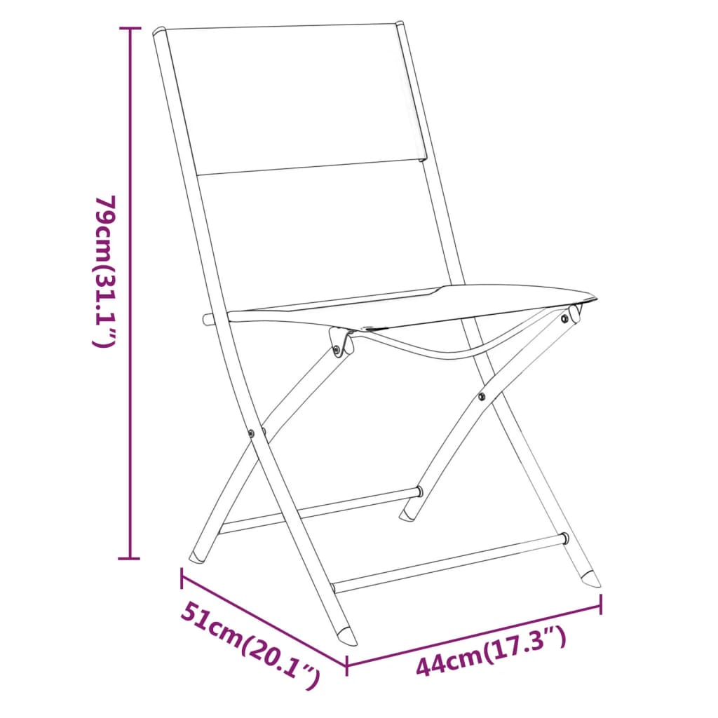 3 Piece Bistro Set Steel Black